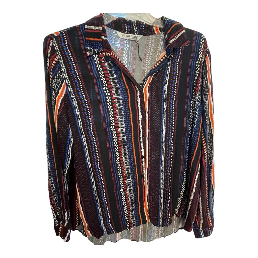 Multicolor Long Sleeve Buttoned Blouse - Picture 2 of 6